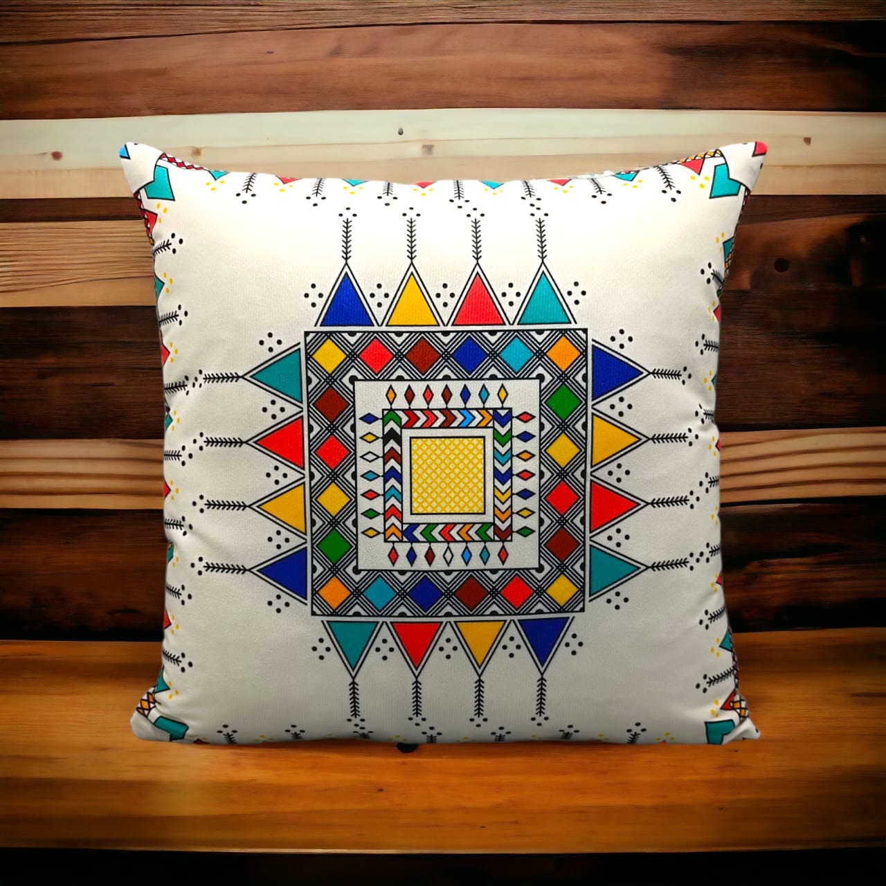 Colorful Geometric Cushion Cover – 16x16 Inch Modern Decorative