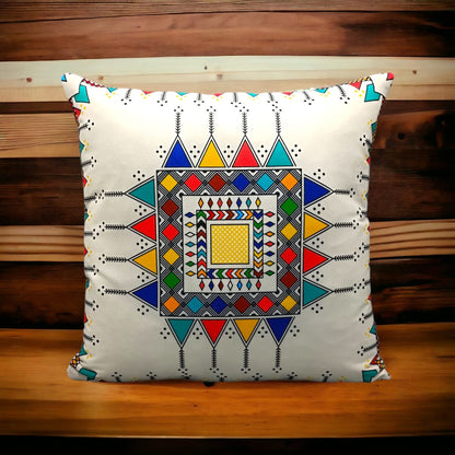 Colorful Geometric Cushion Cover – 16x16 Inch Modern Decorative