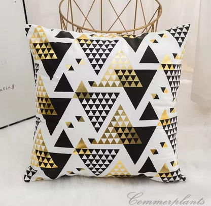 Black and Gold Velvet Cushion Covers –  Soft Decorative Throw Pillow Cases, 16x16 inch
