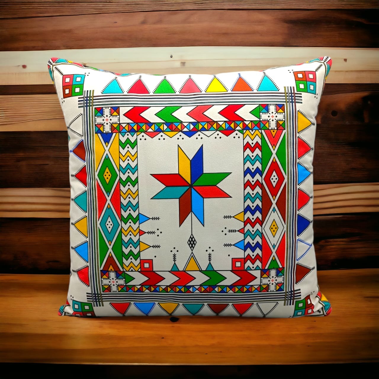 Colorful Geometric Cushion Cover – 16x16 Inch Modern Decorative