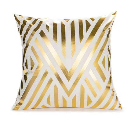 White and Gold Velvet Cushion Covers –  Soft Decorative Throw Pillow Cases, 16x16 inch