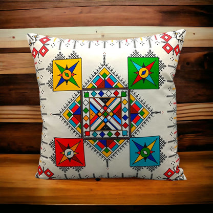 Colorful Geometric Cushion Cover – 16x16 Inch Modern Decorative