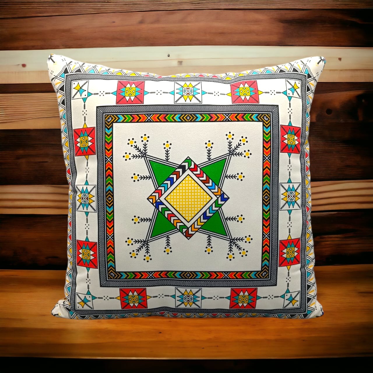 Colorful Geometric Cushion Cover – 16x16 Inch Modern Decorative