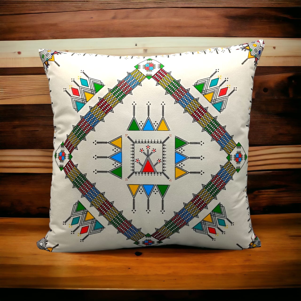 Colorful Geometric Cushion Cover – 16x16 Inch Modern Decorative