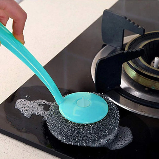 Kitchen Steel Scrubber Brush – Pot & Dish Cleaner