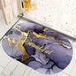 Marble Design Oval Absorbent Antislip Door Mat