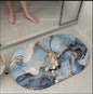 Marble Design Oval Absorbent Antislip Door Mat