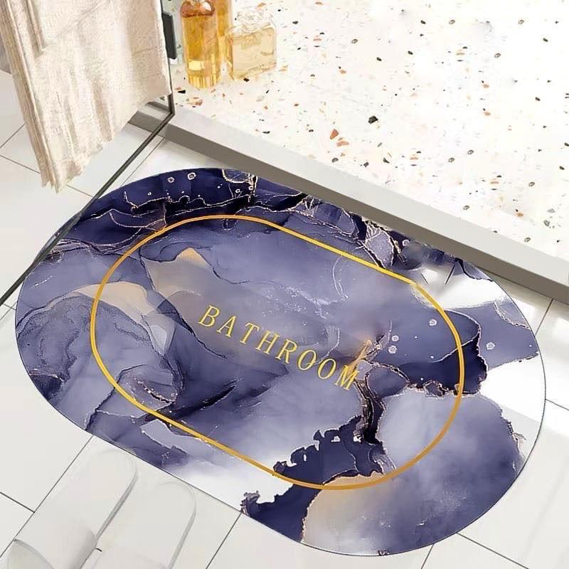 Marble Design Oval Absorbent Antislip Door Mat