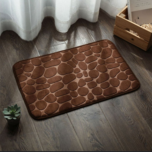 Memory Foam Bath Mat Cobblestone Bathroom Rugs Super Water Absorbent Bath Mats for Bathroom Machine Washable Bath Rugs 40X60CM