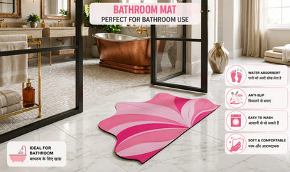 Pink Wave Design Premium Bathroom Mat | Soft Absorbent Anti-Slip Quick Dry Bath Mat