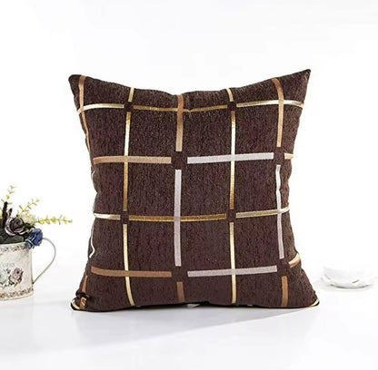 Plaid Bronzing Chenille Cushion Cover 16x16
