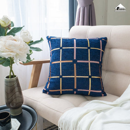 Plaid Bronzing Chenille Cushion Cover 16x16