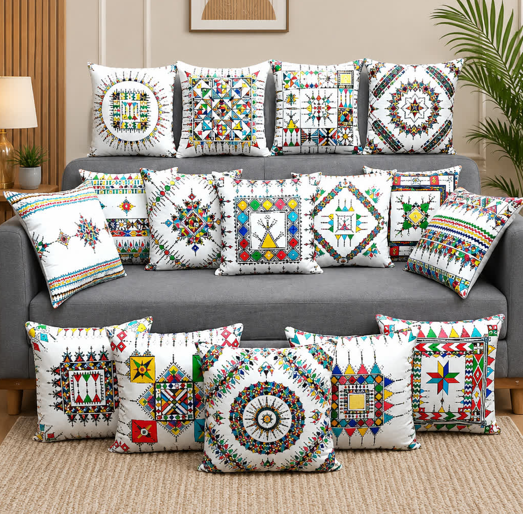 Colorful Geometric Cushion Cover – 16x16 Inch Modern Decorative