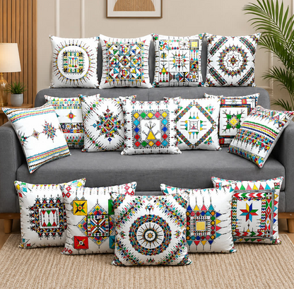 Colorful Geometric Cushion Cover – 16x16 Inch Modern Decorative