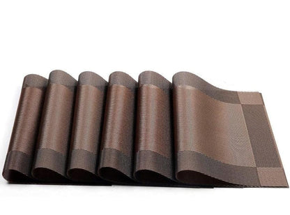 Set of 2/4/6/8 PCS Dark Brown PVC Placemats