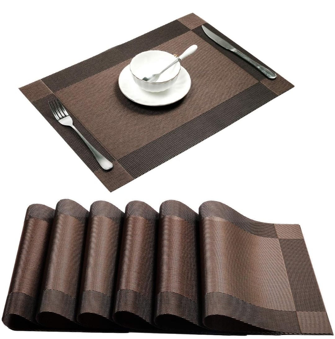 Set of 2/4/6/8 PCS Dark Brown PVC Placemats