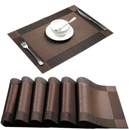 Set of 2/4/6/8 PCS Dark Brown PVC Placemats