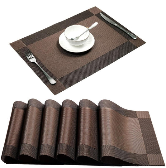 Set of 2/4/6/8 PCS Dark Brown PVC Placemats