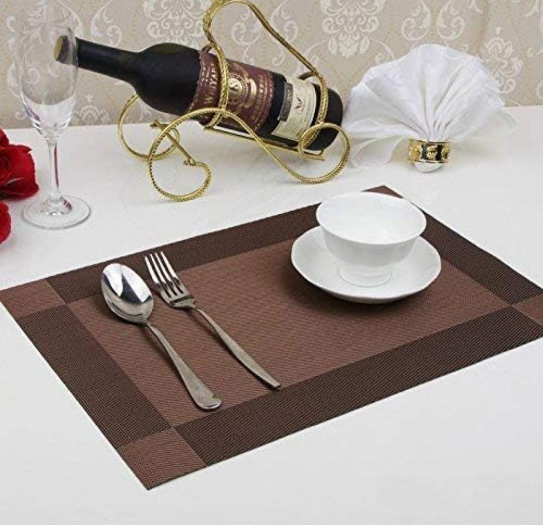 Set of 2/4/6/8 PCS Dark Brown PVC Placemats
