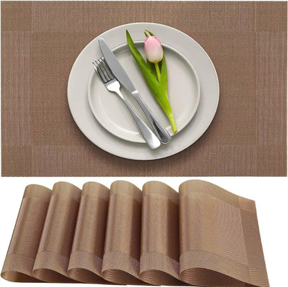 Set of 2/4/6/8 PCS Dark Brown PVC Placemats