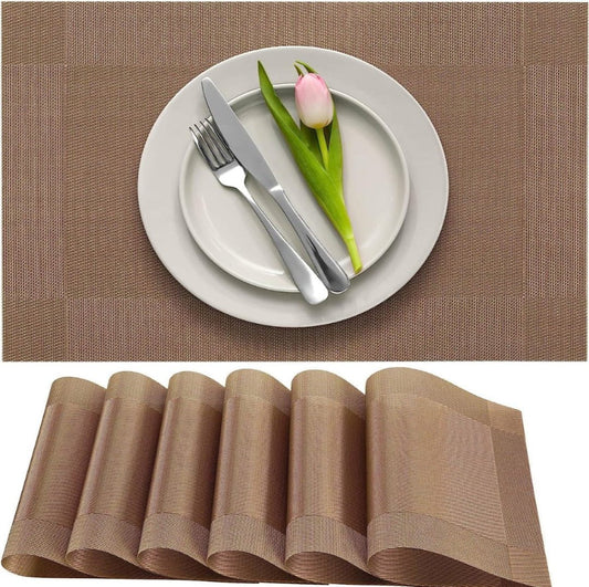 Set of 2/4/6/8 PCS Dark Brown PVC Placemats