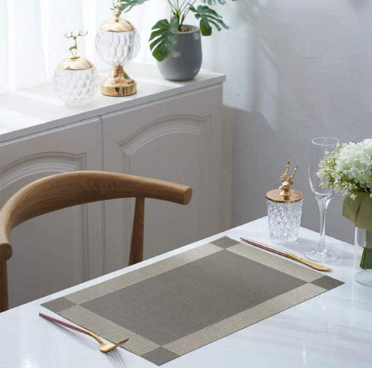 Set of 2/4/6/8 PCS Light Brown PVC Placemats