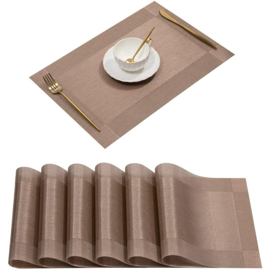 Set of 2/4/6/8 PCS Light Brown PVC Placemats