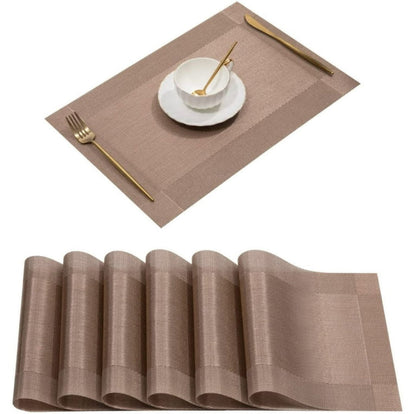 Set of 2/4/6/8 PCS Light Brown PVC Placemats