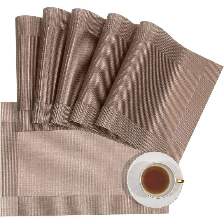 Set of 2/4/6/8 PCS Light Brown PVC Placemats