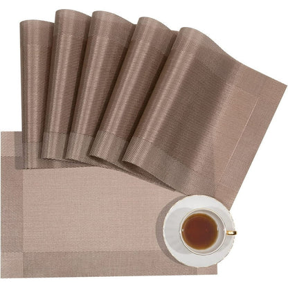 Set of 2/4/6/8 PCS Light Brown PVC Placemats
