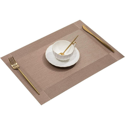 Set of 2/4/6/8 PCS Light Brown PVC Placemats
