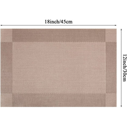 Set of 2/4/6/8 PCS Light Brown PVC Placemats