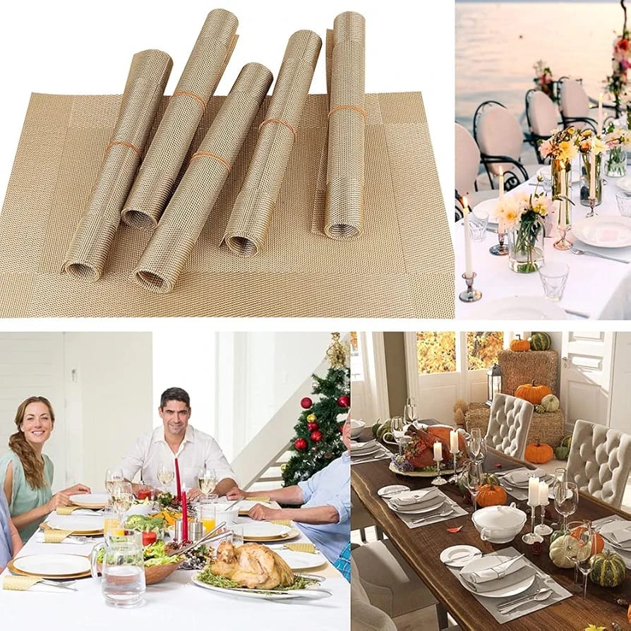 Set of 2/4/6/8pcs Beige Pvc Placemats,