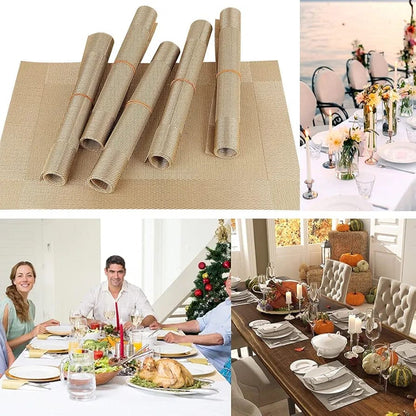 Set of 2/4/6/8pcs Beige Pvc Placemats,