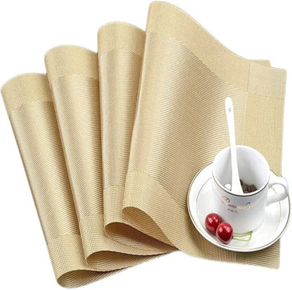 Set of 2/4/6/8pcs Beige Pvc Placemats,