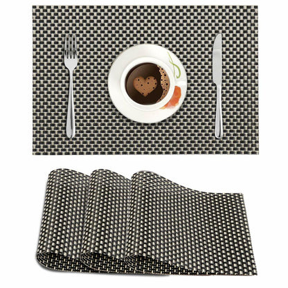Set of 2/4/6/8pcs Black Check Pvc Placemats,