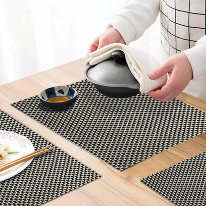 Set of 2/4/6/8pcs Black Check Pvc Placemats,