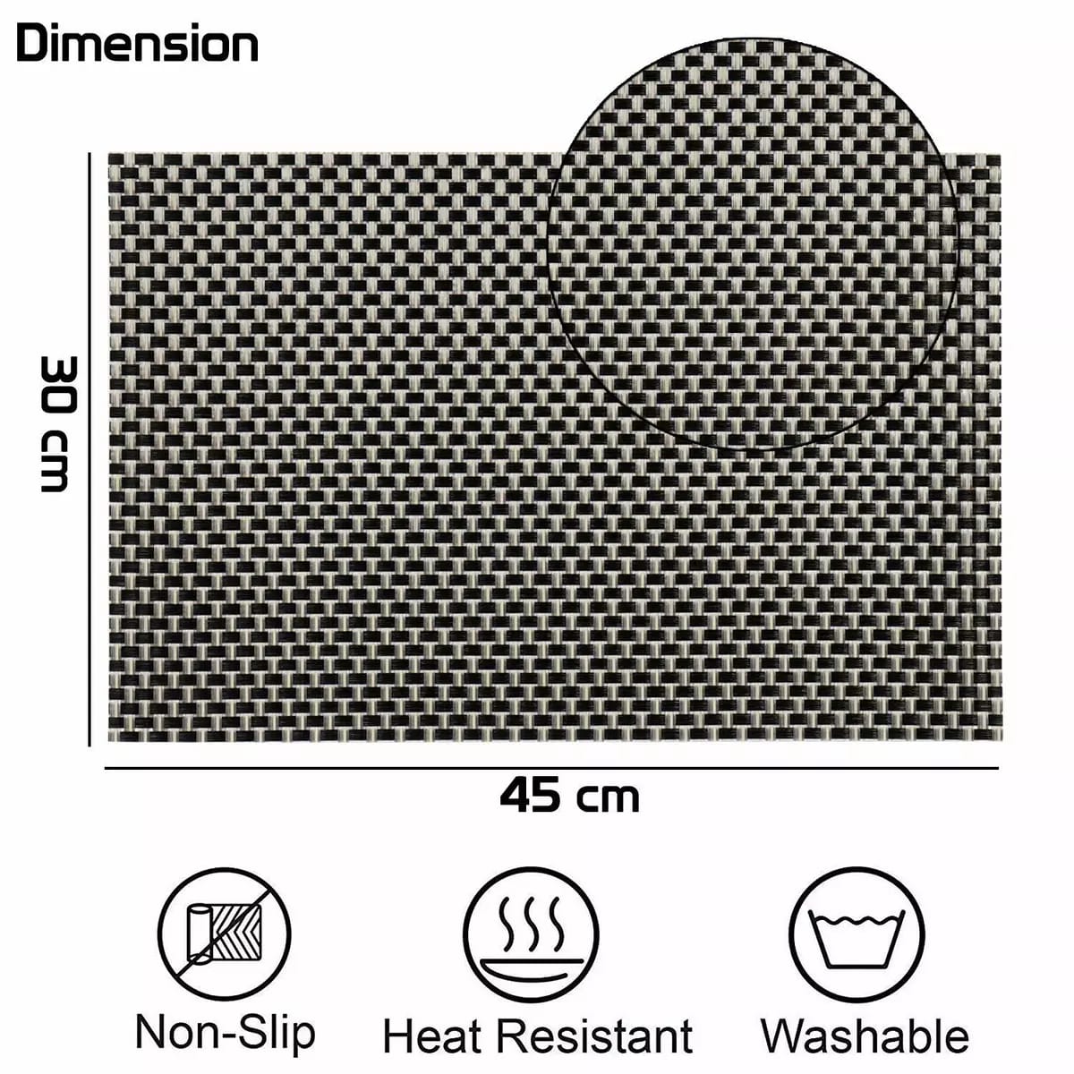 Set of 2/4/6/8pcs Black Check Pvc Placemats,