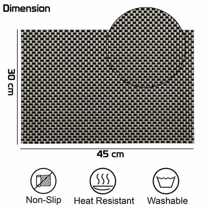 Set of 2/4/6/8pcs Black Check Pvc Placemats,