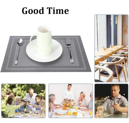 Set of 2/4/6/8pcs Boder Grey Pvc Placemats,