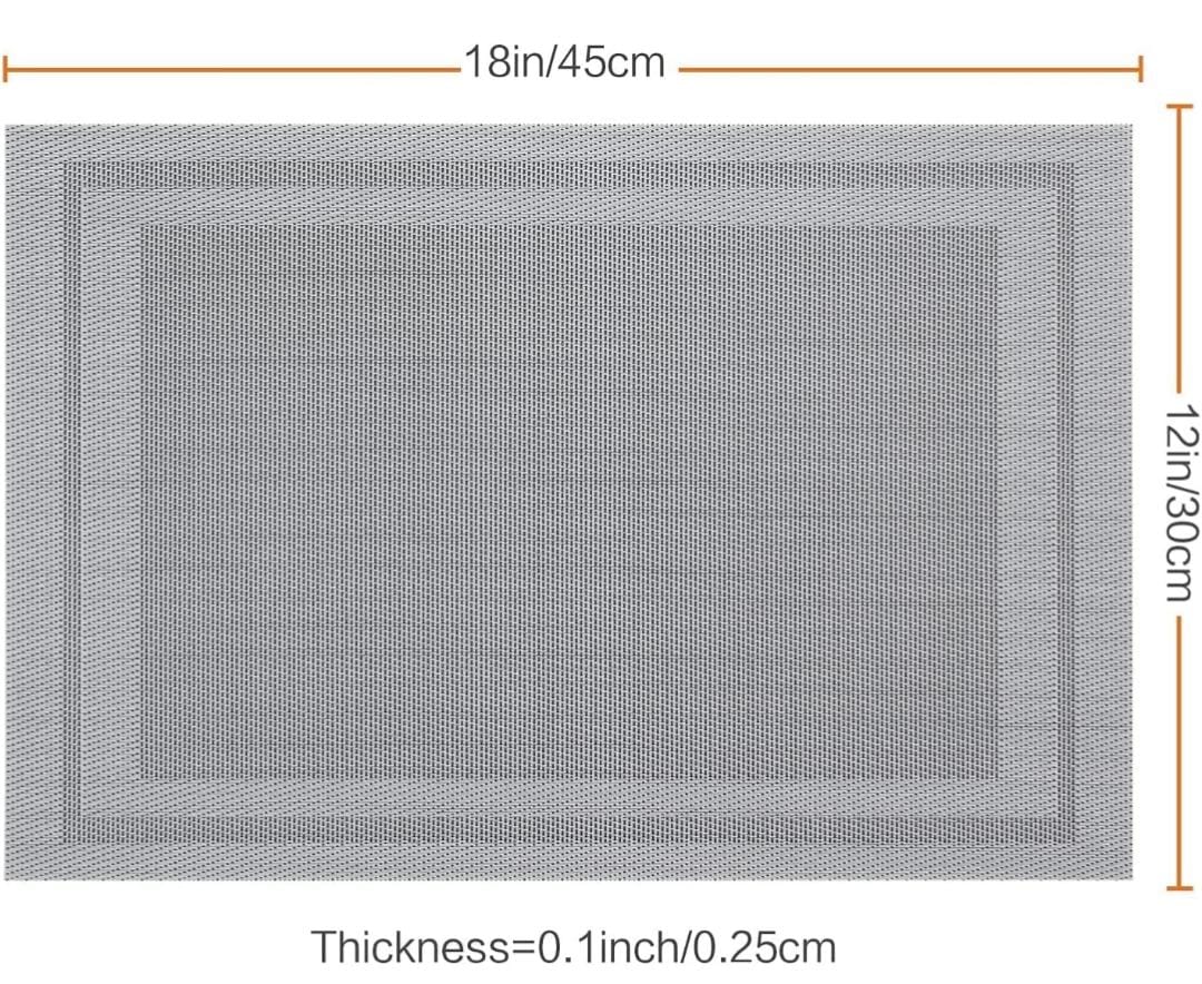 Set of 2/4/6/8pcs Boder Grey Pvc Placemats,