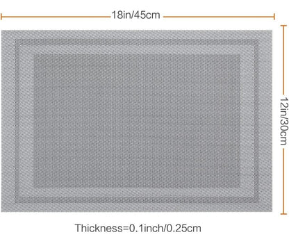 Set of 2/4/6/8pcs Boder Grey Pvc Placemats,