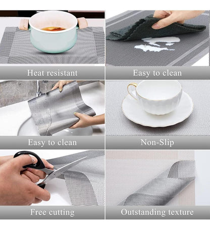 Set of 2/4/6/8pcs Boder Grey Pvc Placemats,