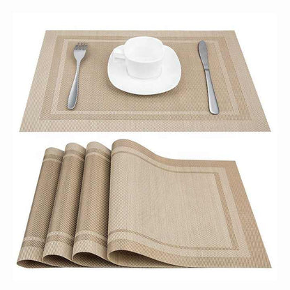 Set of 2/4/6/8pcs Border Beige Pvc Placemats,