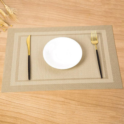 Set of 2/4/6/8pcs Border Beige Pvc Placemats,