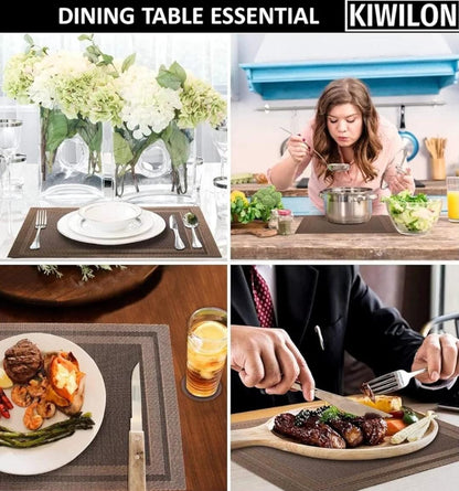 Set of 2/4/6/8pcs Border Brown Pvc Placemats,