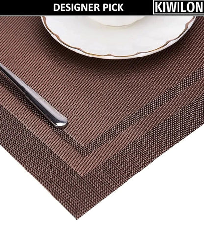 Set of 2/4/6/8pcs Border Brown Pvc Placemats,