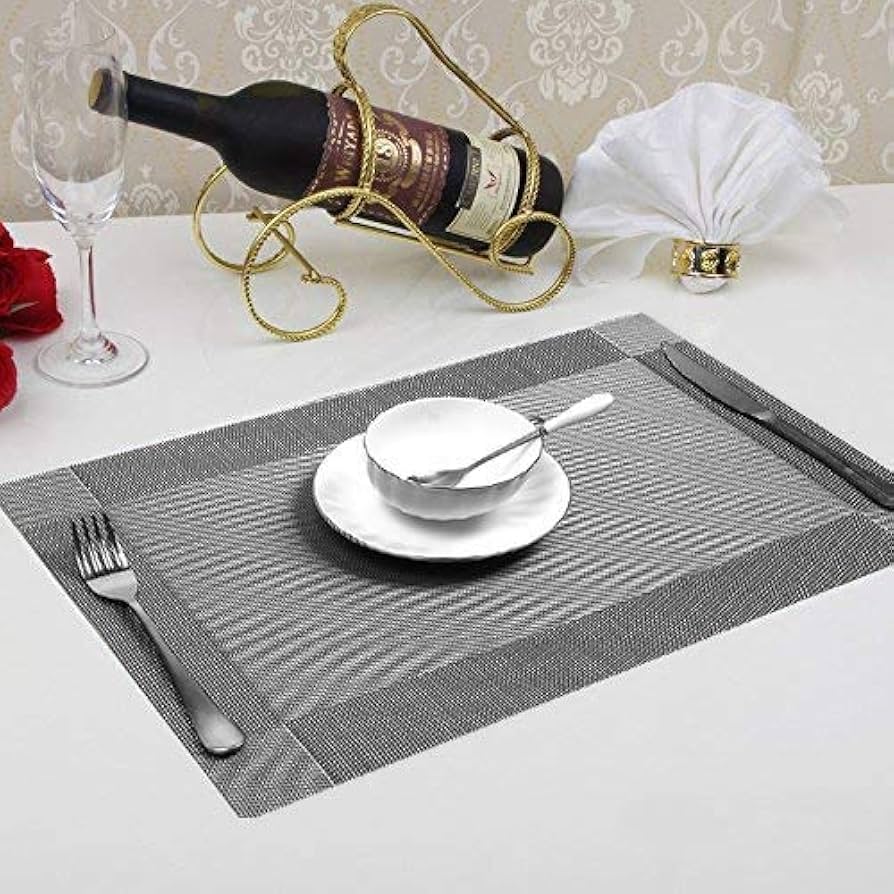 Set of 2/4/6/8pcs Dark Grey Pvc Placemats,