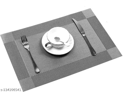 Set of 2/4/6/8pcs Dark Grey Pvc Placemats,