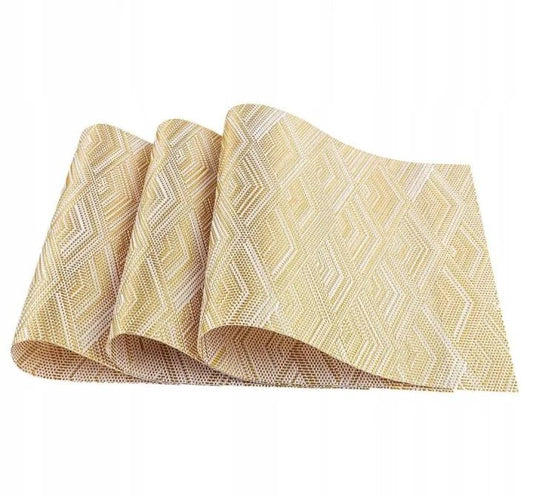 Set of 2/4/6/8pcs Golden Design Pvc Placemats,